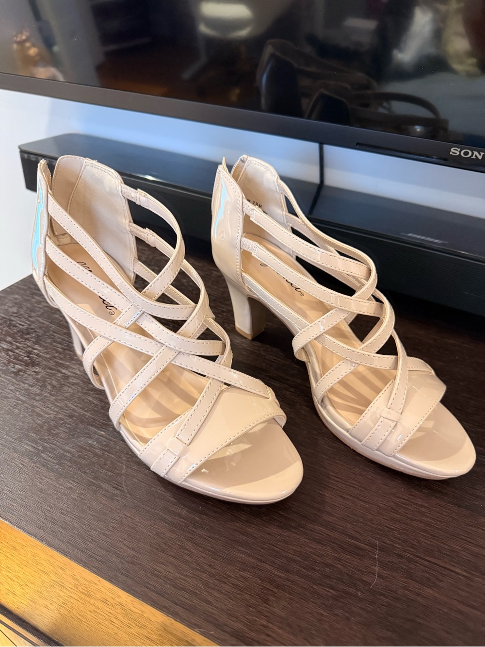 Strappy Nude Heeled Sandals for Women